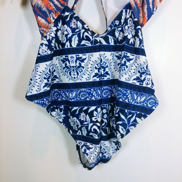 Made By Minkpink One Piece Swimsuit Resort Indigo Sunset Multicolor boho Sz XL - Picture 6 of 7